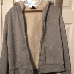 Grey zip up hooded jacket